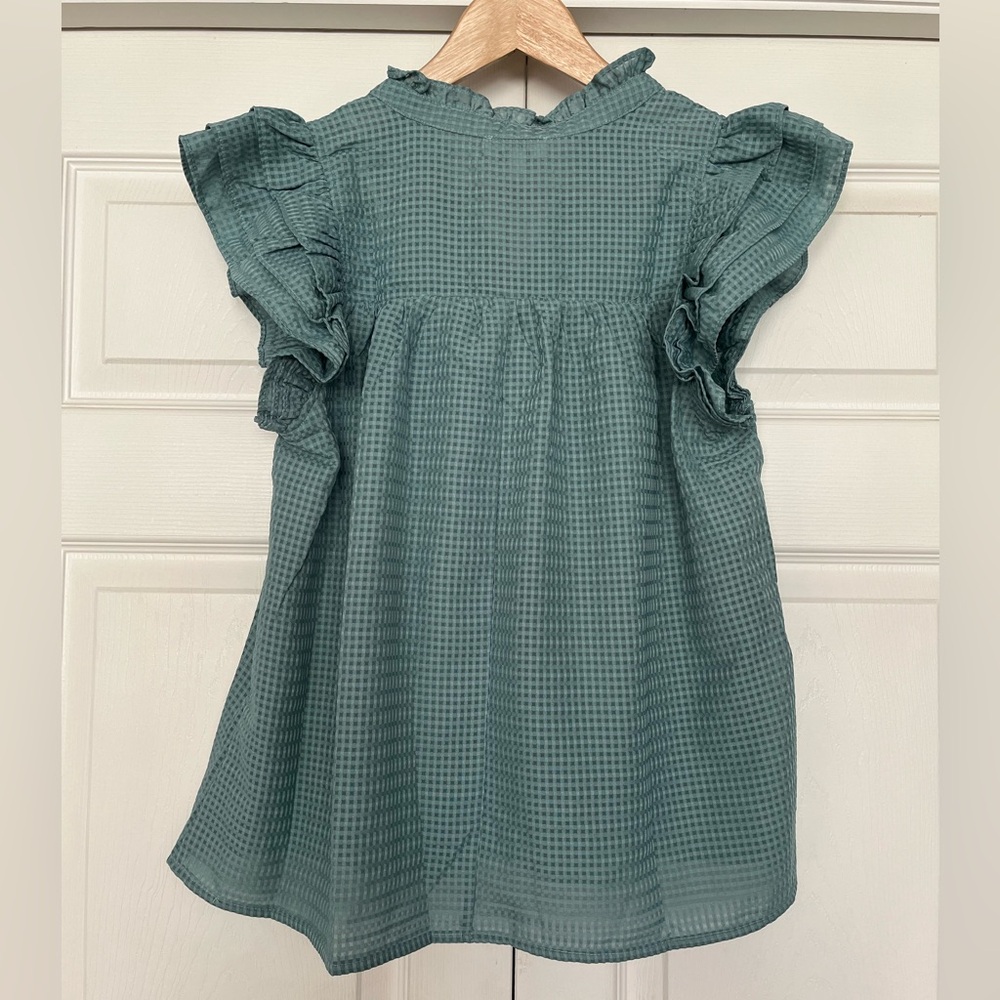 {Umgee} Waffle Print Flutter Short Sleeve Blouse in Teal - Womens Small - NWT - Picture 5 of 9